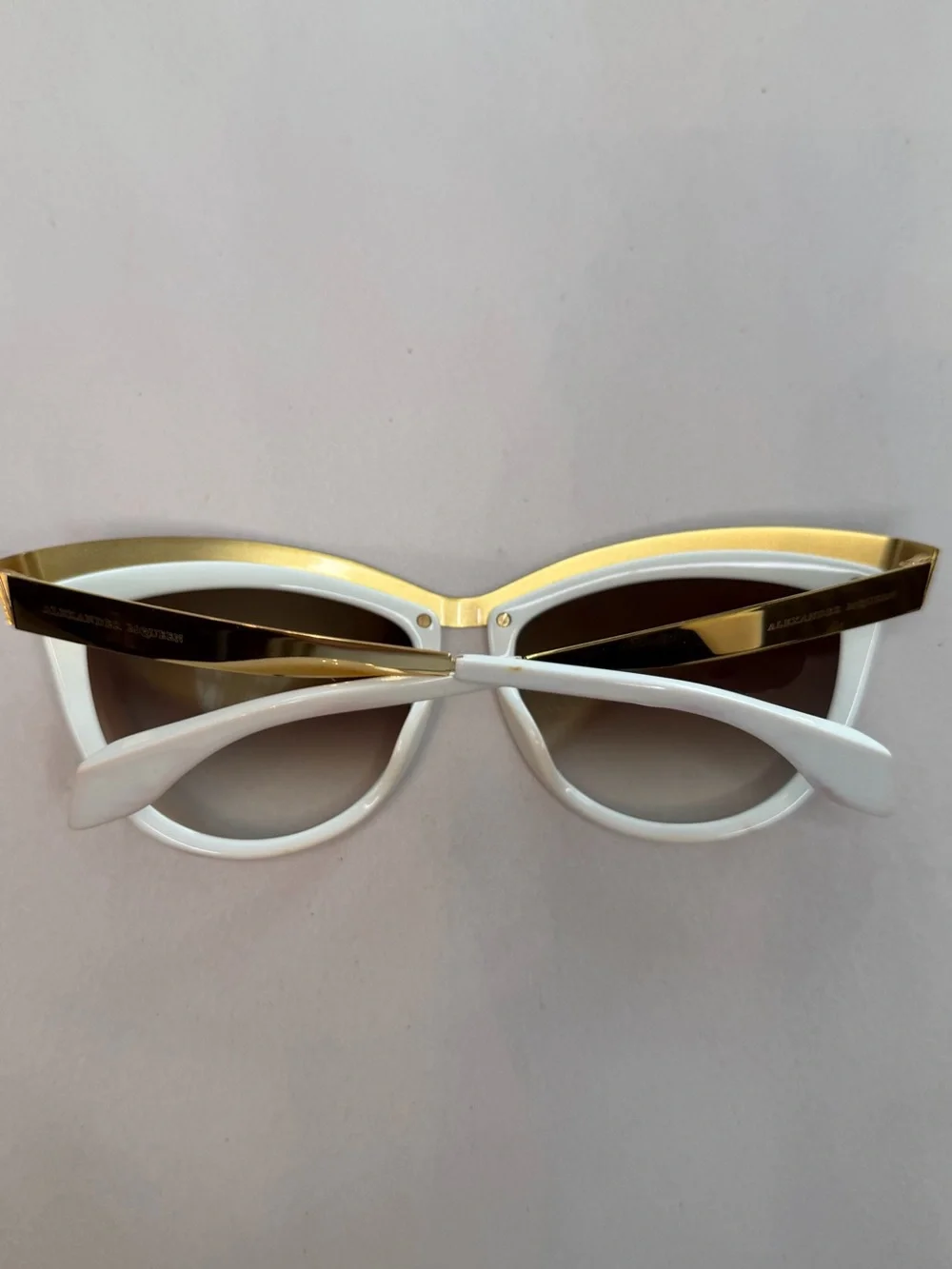 White Cat Eye Sunglasses with Gold Trim